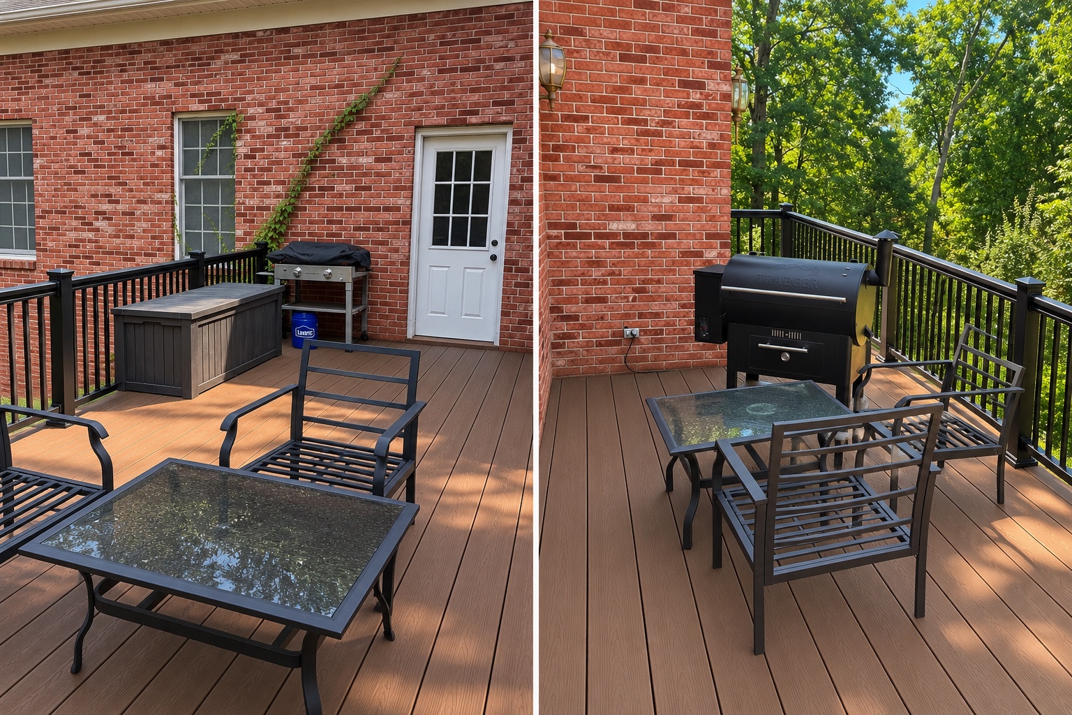 Composite deck seating area